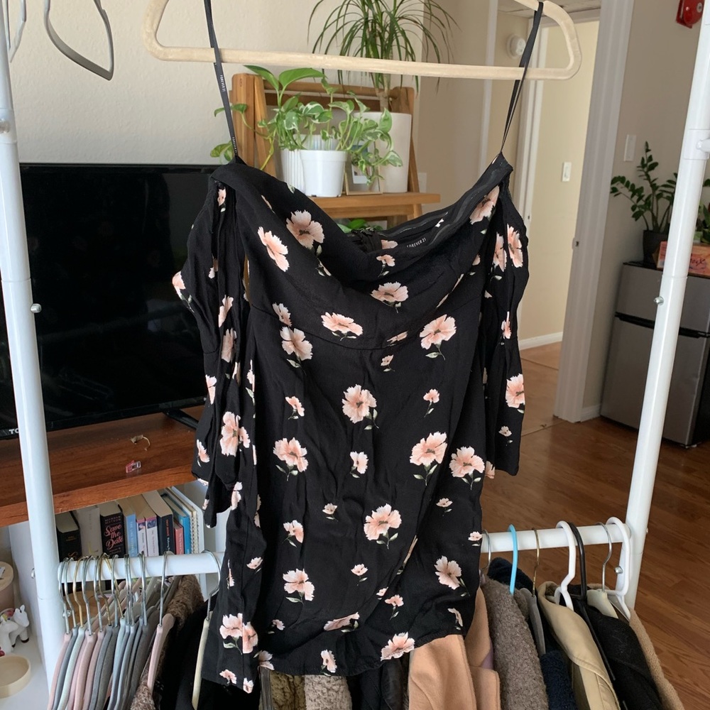 Black floral minidress